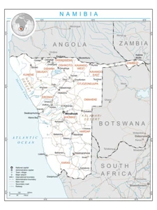 Namibia Politische Verwaltung Provinz Straße Eisenbahn Stadt Landkarte Poster - Bild 1 von 1