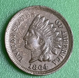 *1, 1864 Indian Head Cent, Type II COPPER, Pearls and Feathers, check the store - Bild 1 von 10