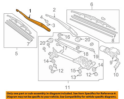 HONDA OEM 03-07 Accord-Window Windshield Wiper Arm 76610SDAA01 - Image 1 of 2