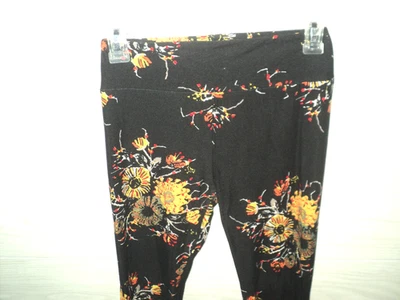 Леггинсы женские LuLaRoe один размер цветочный черный, золотой, зеленый, оранжевый, красный цветы - Изображение 1 из 4