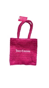 Juicy Couture Woven Pink Tote Bag Crochet Style Small | NEW WITH TAGS - Picture 1 of 4