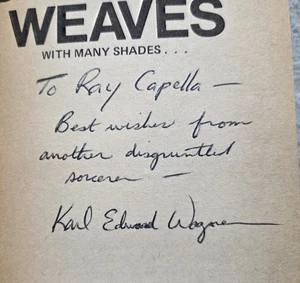 SIGNED Karl Edward Wagner Darkness Weaves Paperback Book 1970 Vtg 1st Ed. Kane - Picture 1 of 13