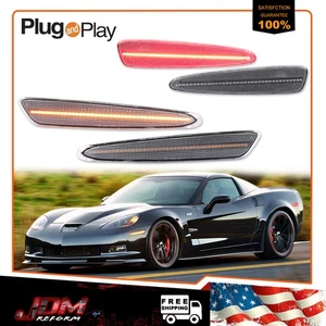 For 05-13 Chevy Corvette C6 Clear Front Amber & Rear Red LED Side Marker Lights - Picture 1 of 12