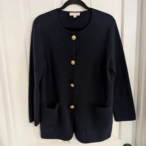 Maglione cardigan donna J Crew bottoni PICCOLO carriera misto lana bottoni oro blu navy - Foto 1 di 7