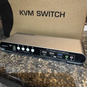 4 Computers and 1 Monitor DP USB 3.0 KVM Switch 4K@144Hz with Hotkey Switchin... - Afbeelding 1 van 9