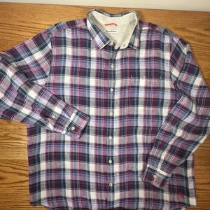 Tommy Bahama Shirt Men’s XXL 2XL Colorful Plaid 100% Linen EUC - Picture 1 of 14