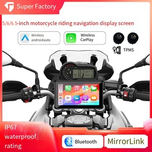 Cámara Carplay Moto 5 Pulgadas Navegación Impermeable Detección Presión Neumáticos - Imagen 1 de 17