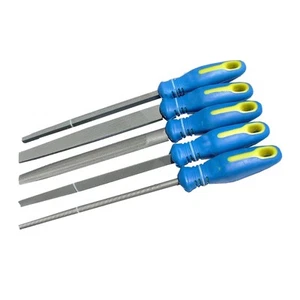 5PC 8" Inch Engineers File Set for Metal Round Flat Triangular Half Round Square - Picture 1 of 8