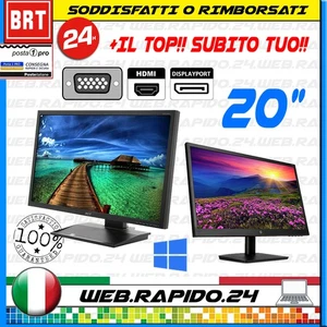 PC MONITOR SCHERMO LCD 20 POLLICI (DELL,HP) VGA DVI DISPLAY DESKTOP FHD OK 19 22 - Foto 1 di 7