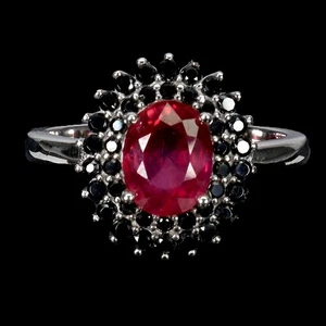 925 Sterling Silver Ring Oval Ruby 8x6mm Spinel Natural Gemstone Jewelry Size 7 - Picture 1 of 14