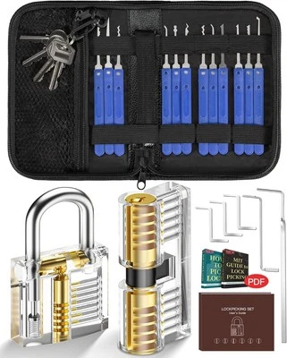 Lockpicking Set, IPSXP 25 Stück Dietrich Set mit 2 Stück Transparent Training S - Bild 1 von 4