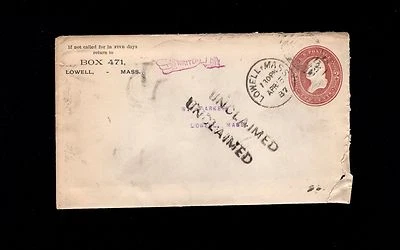 Auxiliary Lowell Massachusetts 1887 Cover & Northern NY Telephone Inserts 1r - Image 1 of 4