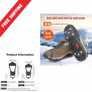 Ice Snow Anti Slip Spikes Grips Grippers Crampons Cleats For Hike Shoes Boot - Picture 1 of 7