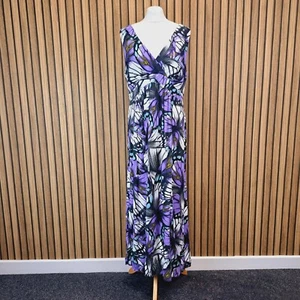 Maxi Vestido Billie & Blossom 18 Púrpura Floral Elastizado Acampanado - Imagen 1 de 11