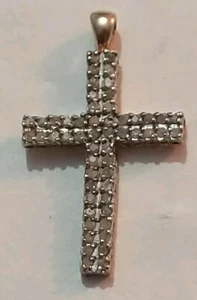 Vintage 10K Gold Diamond Cross Pendant - Picture 1 of 7