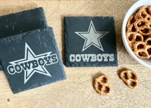 Dallas Cowboys 4er Set Schiefer Untersetzer Größe Untersetzer 4 x 4 Zoll - Bild 1 von 4
