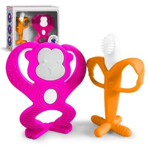 Baby Teething Toys Set - Baby Monkey Banana Teether and Toothbrush - Picture 1 of 15