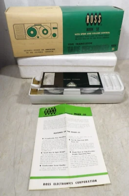 Grabadora de cinta carrete a carrete transistor Ross Mark 55 Handee Corder años 60 de colección funciona Foto 1 de 4