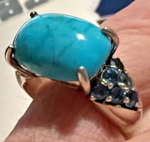 Sterling silver turquoise ring with blue gemstones Ann Kinzer - Picture 1 of 9
