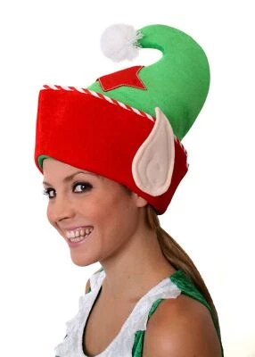 ILOVEFANCYDRESS CHRISTMAS ELF HAT WITH EARS SANTAS HELPER XMAS ADULTS NOVELTY FUNNY FANCY DRESS