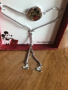 Disney Mickey Mouse 90 Years Silver Plated Brass Lariat Necklace “Yippy” - Picture 1 of 4