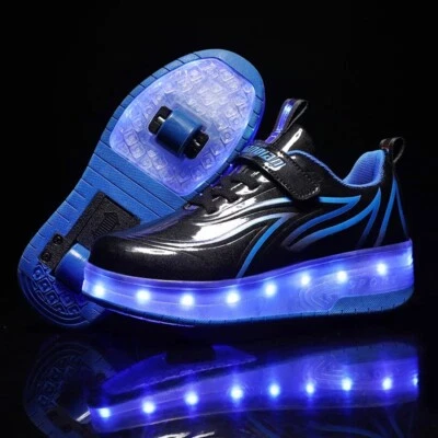 Niños Niñas LED Ruedas Patines Zapatos Niños 2 Ruedas Flash en Zapato Rodillo Cable USB Foto 1 de 4