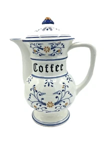 Vintage Ascon Heritage Blue and White Coffee Pitcher Lid Numbered 41/12 Japan - Picture 1 of 11