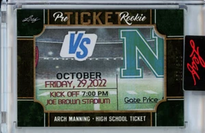 RARE! 2023 Leaf Arch Manning High School Ticket Stub Pre Rookie Ticket Authentic - Picture 1 of 2