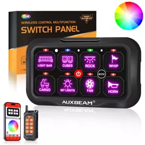 12V/24V AUXBEAM 8 Gang RGB Switch Panel On-Off LED Switch Panel Circuit Control - Picture 1 of 12