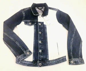 NEW GIRLS DENIM WHITE BLUE £75 PEPE Jeans Rockchic Cotton Mix JACKET. 10Y - Picture 1 of 7
