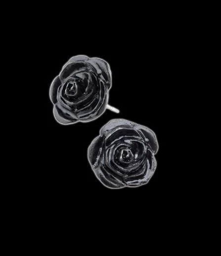 Alchemy Gothic Ohrringe - Black Rose - Damen Ohrschmuck Ohrstecker schwarz - Bild 1 von 1