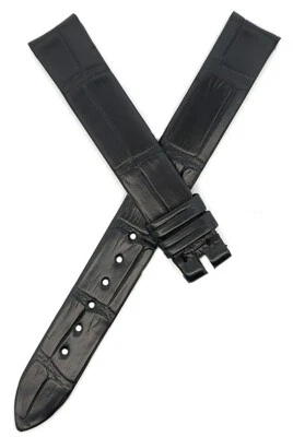 Correa de reloj para mujer Piaget 12 mm x 11 mm de cuero de cocodrilo negro FBB Foto 1 de 3
