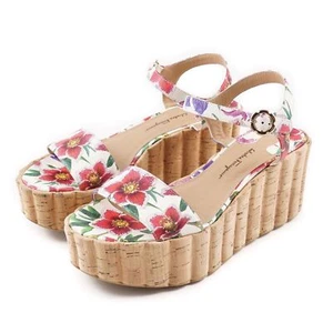 NEW Salvatore Ferragamo 'Tropea' Floral Leather Wedge Sandals NIB $675 ALL SIZES - Picture 1 of 12