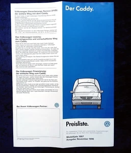 VW Caddy, Preisliste von 11.1996  Kastenwagen , Pick up und Kombi - Bild 1 von 1