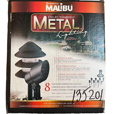 Vintage Metal 3-Tier Malibu Lights ~ NINE plus Two Floodlight ~ Power Pack - ETC - Image 1 of 4