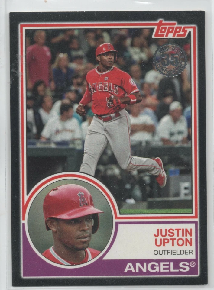 2018 Topps 1983 Topps BLACK #55 Justin Upton LOS ANGELES ANGELS 28/299 9 - Image 1 of 1