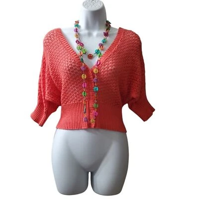 Vintage forever 21 Womens Knit 2000s Cropped Cardigan NWT 100% Cotton - Image 1 of 4