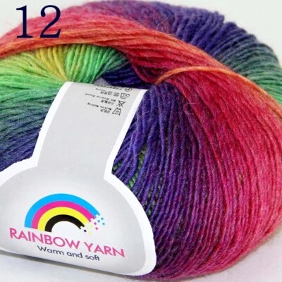 1ballX50g Soft Cashmere Wool Rainbow Wrap Cap Sweater DIY Hand Knitting Yarn - Image 1 of 4