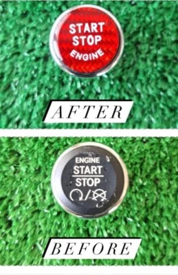 DODGE CHALLENGER START STICKER  Ignition Switch Button COVER CARBON FIBER RED - Image 1 of 4