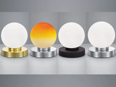 MEINEWUNSCHLEUCHTE Runde LED Tischleuchten Metall Sockel mit Glas Lampenschirm 4 fach Touch Dimmer
