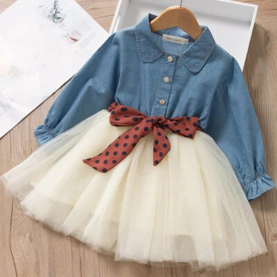 Make It Work Toddler/Girls Denim/Tutu Party Dress with polka-dot belt Sizes 2-7 - Image 1 of 4