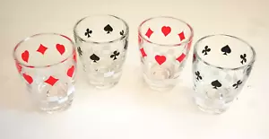 Vintage Schnapsgläser 4er Set Frankreich Spielkartenanzüge 2" hoch Bargeschirr - Bild 1 von 3