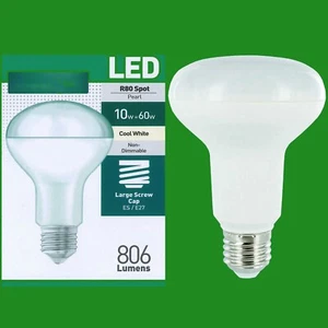 1x 10W (= 60W) R80 LED Perla Bombillas Luz Foco Reflector E27 4000K Blanco Frío - Imagen 1 de 2