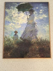 Claude Monet, Woman With A Parasol, 9x11 Print on Wood, National Art Gallery - Picture 1 of 3
