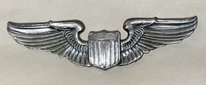 STERLING SILVER~ WW2 US ARMY AIR CORPS~ PILOTS FLIGHT WINGS~ 3" MILITARY PIN - Picture 1 of 10