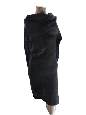 Vestido para mujer Helmut Lang extra pequeño gris lana mohair acanalado tejido cuero Foto 1 de 4