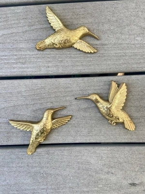 3 件套复古 1986 年金色蜂鸟墙板塑料 Homco 美国 MCM — 第 1/4 张图片