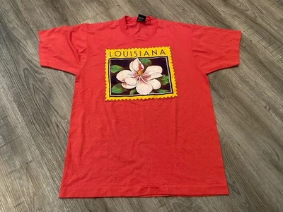 Vtg 90s Louisiana Coral T Shirt Cajun New Orleans Mardi Gras Size Large USA - Image 1 of 4