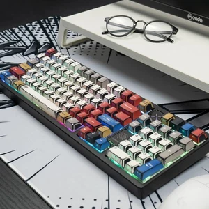 Comic-Themed Mechanical Keyboard with Side-Translucent RGB & PBT Keycaps - Du... - Picture 1 of 9