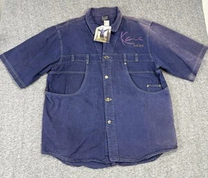 VTG KARL KANI JEAN Denim Shirt Men’s Extra Large Button Up 2PAC ERA HIP HOP 90s - Picture 1 of 13